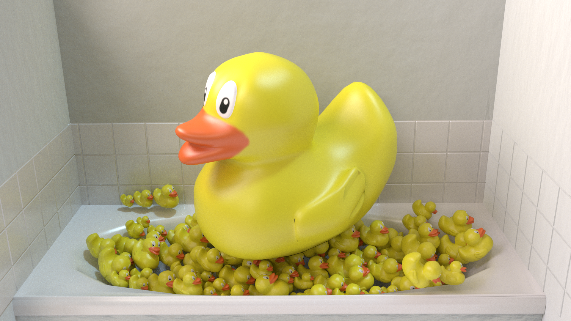 Rubber ducks in a bath tub