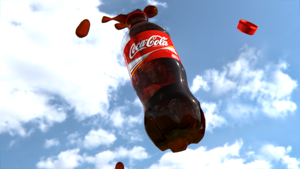 Coke bottle falling from the sky